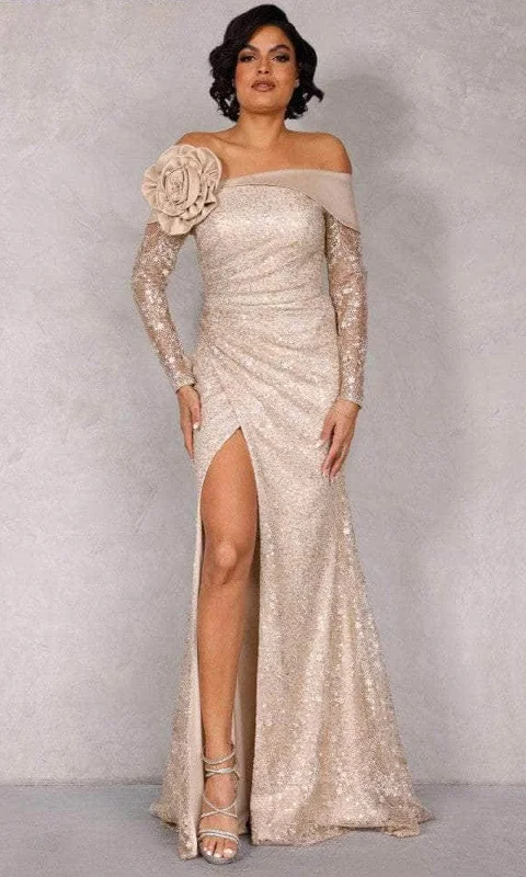 bachelorette party dressesTerani Couture 2112M5400 - Off Shoulder Sequin Evening Gown